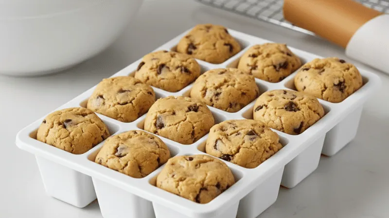 cookie dough in ice cube trays