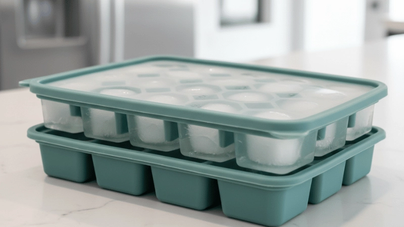 Silicone ice cube trays with a lid