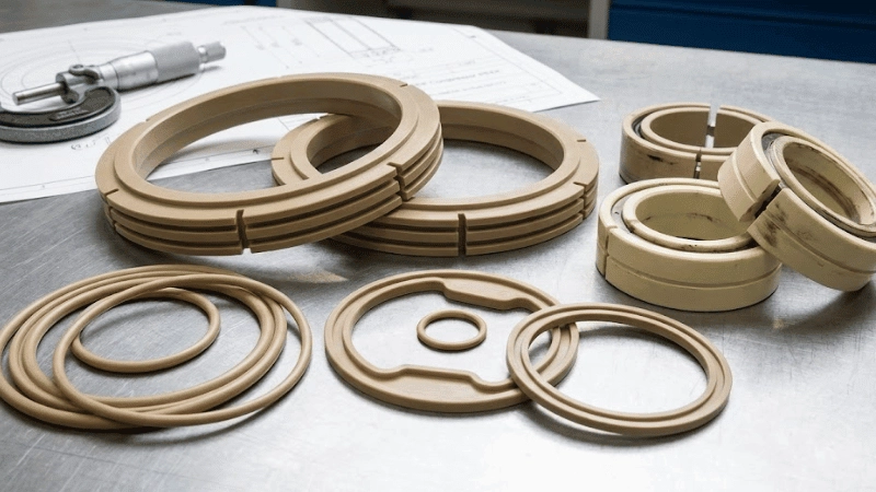 Sellos, cojinetes y anillos de compresor de PEEK