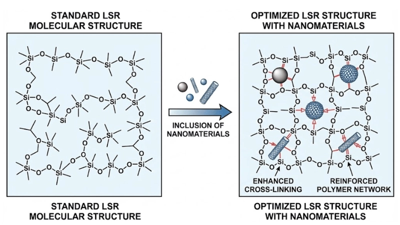 The inclusion of nanomaterials can tweak and optimize the chemical structure of LSR.