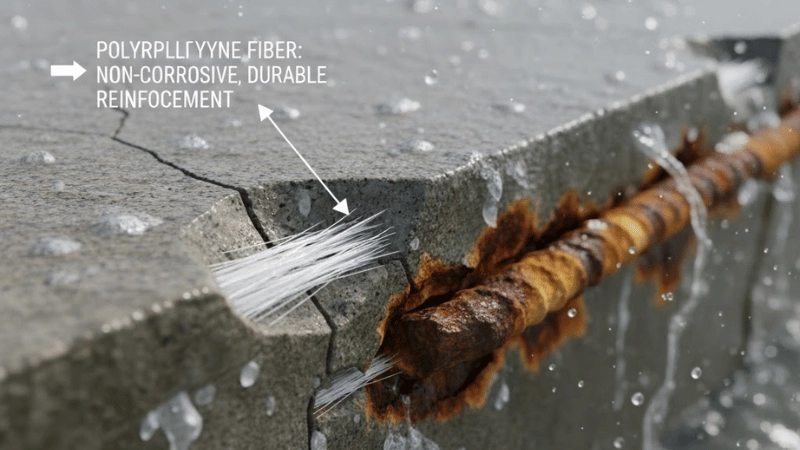 Polypropylene fiber provides durable reinforcement without rust-related degradation.