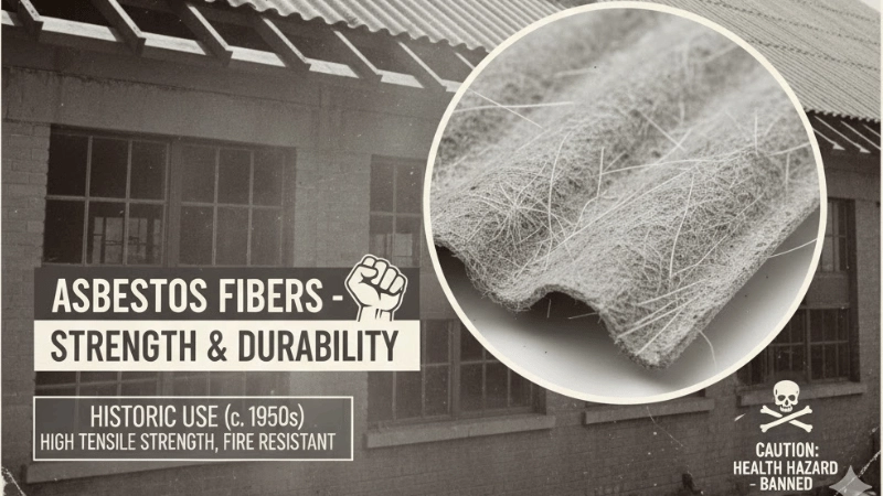 Asbestos fibers were used to boost the durability and strength of a structure in the 1900s.