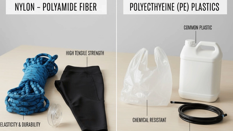 nylon and polyethylene