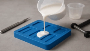 Pouring silicone to create DIY silicone rubber keypad