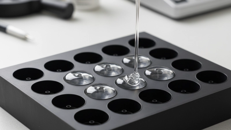 Pour the Silicone into the keypad mold