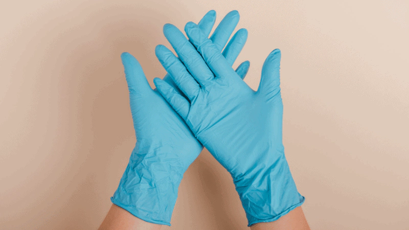 Guantes de goma de silicona azul